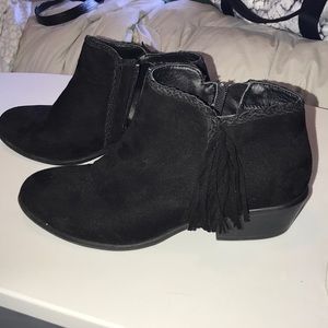 Black tassel booties